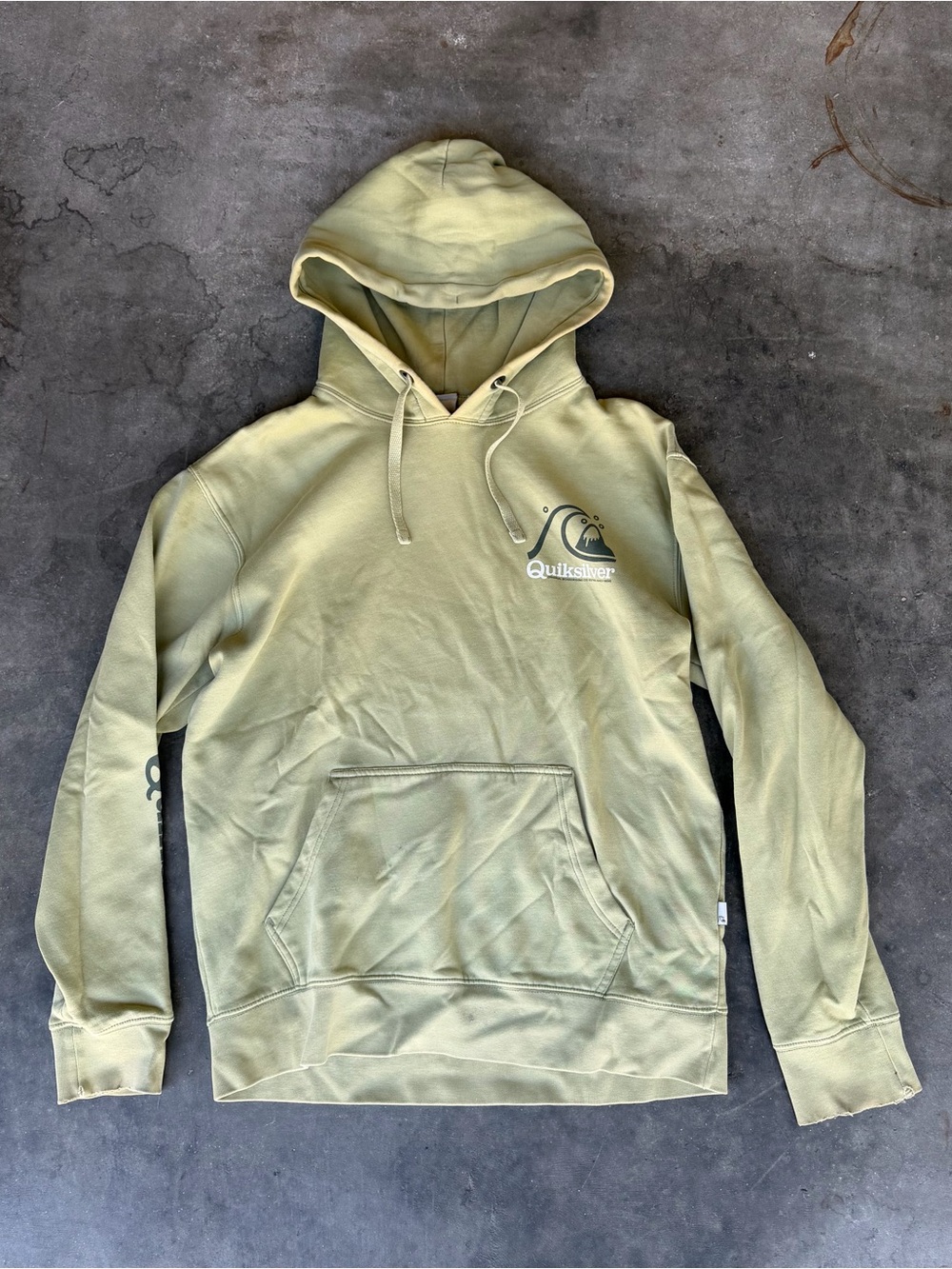 Quiksilver Hoodie Men’s Medium Tan Beige Sweatshirt Cotton Blend Casual Beach
